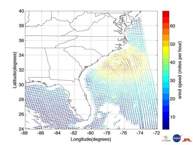 NASA image: NASA/ISRO Image Shows Irene Winds Before Landfall