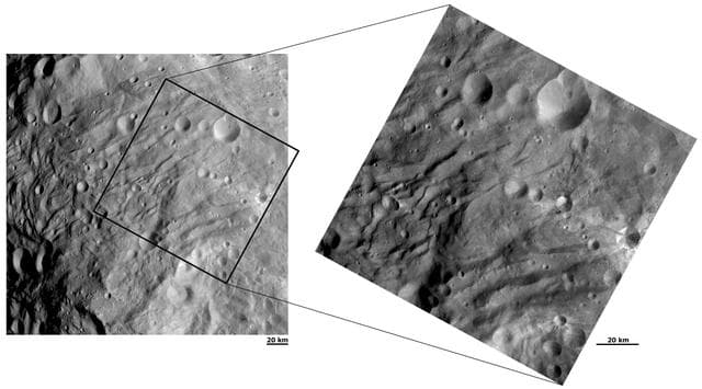 NASA image: Closing in on the Wrinkles and Grooves at Vesta South Pole