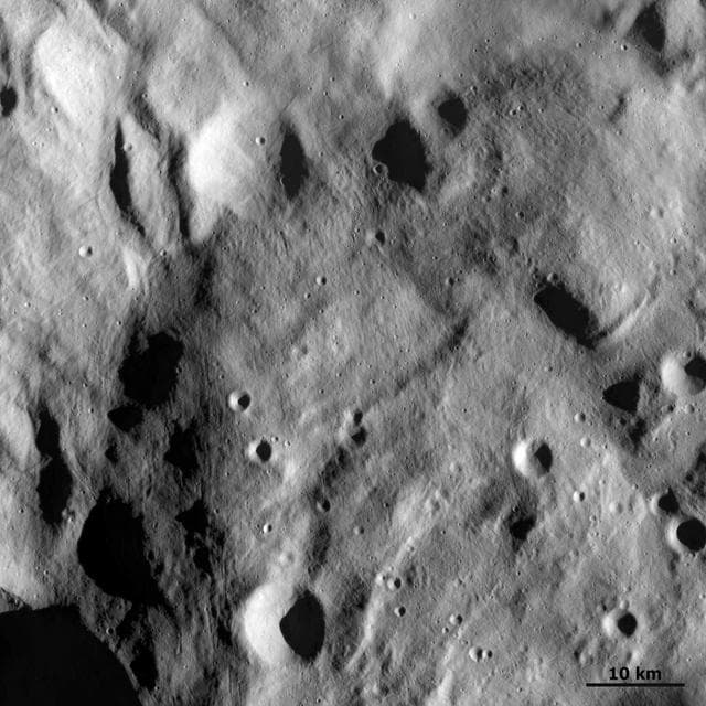 NASA image: Small Scale Features at Vesta South Pole