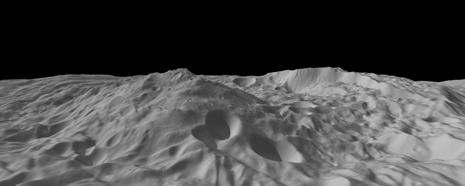 NASA image: Oblique View of Vesta South Polar Region