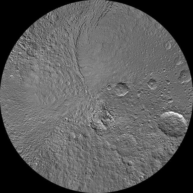 NASA image: Tethys South Polar Map - June 2012