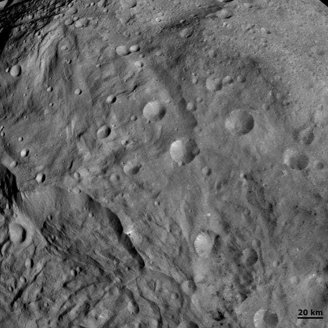 NASA image: Unusual craters on Vesta I