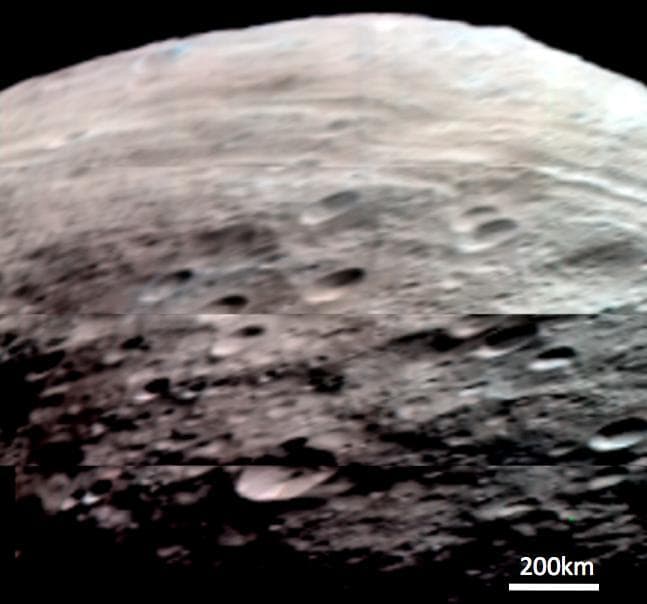 NASA image: Vesta Northern and Equatorial Regions in Simulated True Color