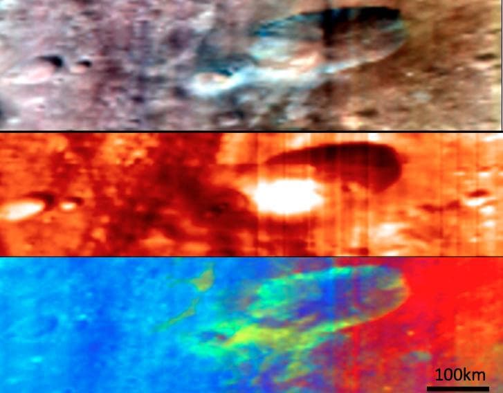 NASA image: Craters and Ejecta in Visible and Infrared Wavelengths