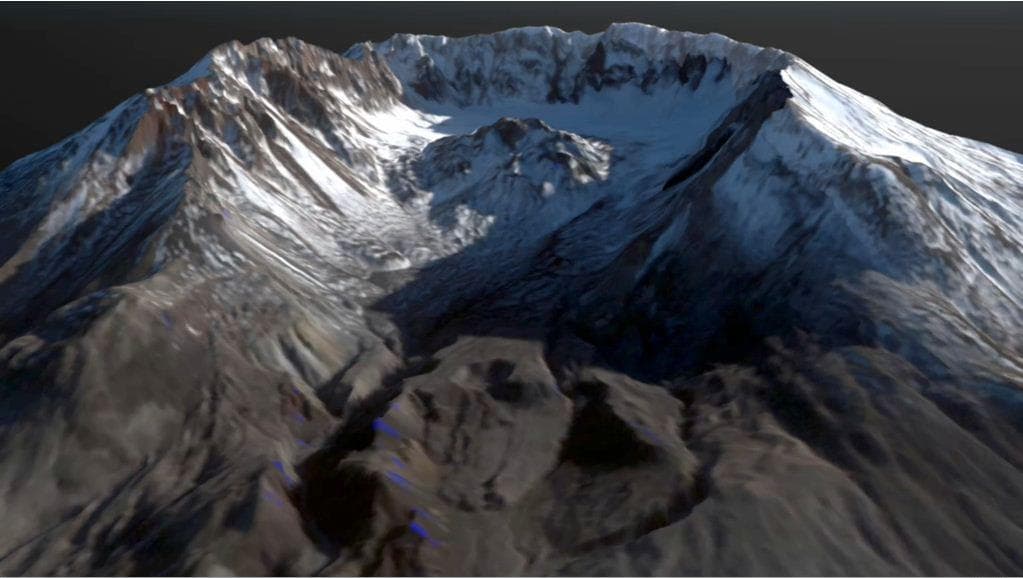 NASA image: Growth of the Mount St. Helens Lava Dome, September 24-October 14, 2004