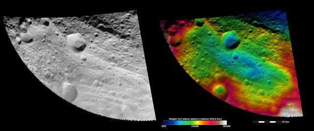 NASA image: Topography of Vesta Equatorial Region I