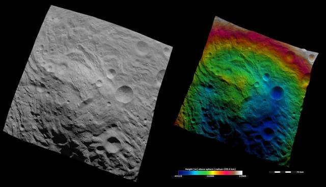 NASA image: Topography of Vesta South Polar Region II
