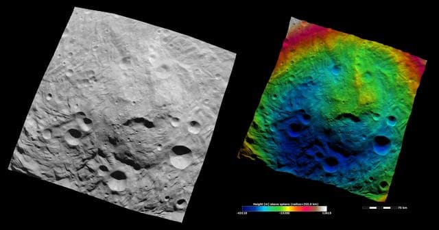 NASA image: Topography of Vesta South Polar Region III
