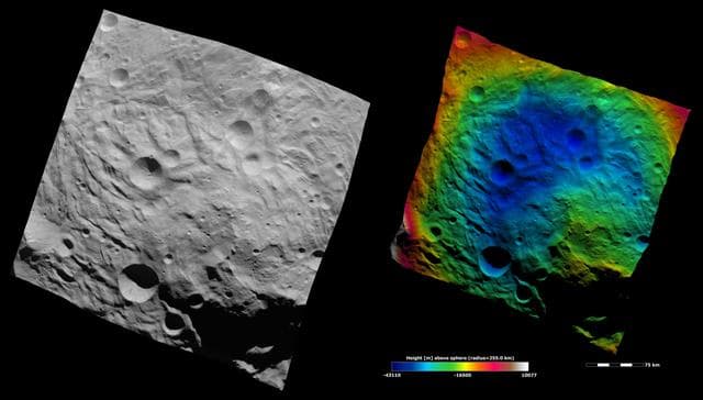 NASA image: Topography of Vesta South Polar Region IV