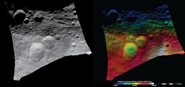 NASA image: Topography and Albedo Image of Domitia Crater