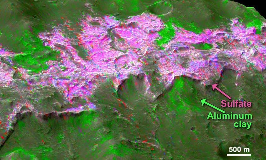 NASA image: Sulfates and Clays in Columbus Crater, Mars