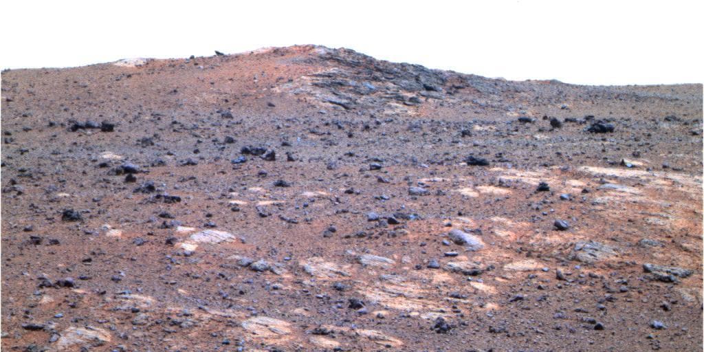 NASA image: Shoemaker Ridge on Endeavour Rim False Color