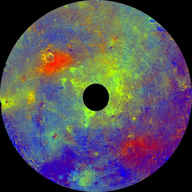 NASA image: Asteroid Vesta in a Rainbow-Colored Palette