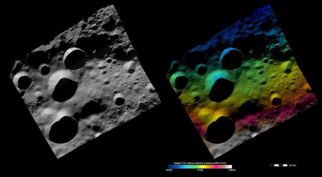 NASA image: Topography and Albedo Image of Floronia Crater