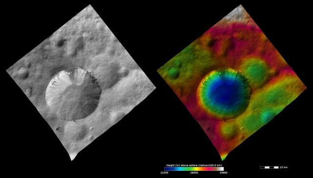 NASA image: Topography and Albedo Image of Numisia Crater