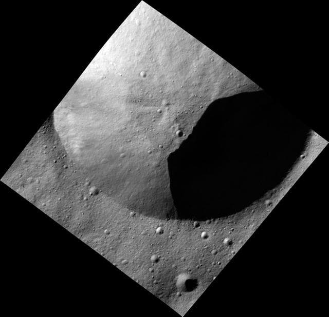 NASA image: Crater in Shadow on Vesta