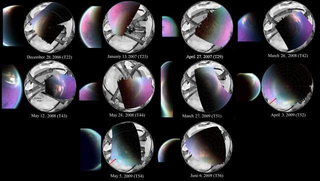NASA image: Changes in Titan North Polar Cloud