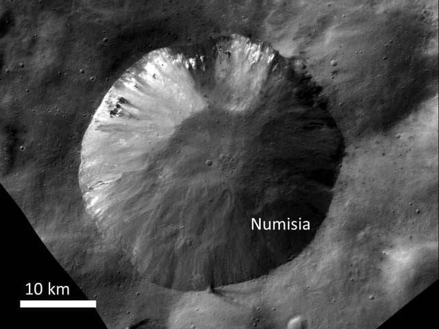 NASA image: Bright Material at Numisia Crater
