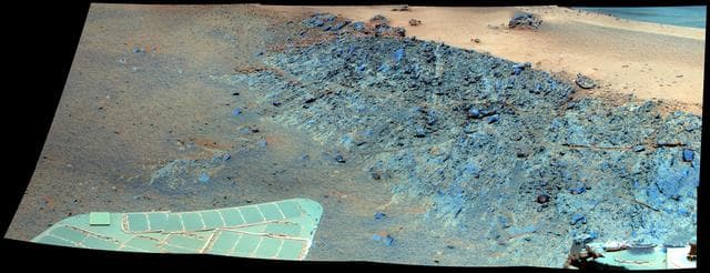 NASA image: Greeley Haven Site for Opportunity Fifth Martian Winter False Color