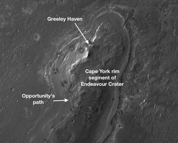 NASA image: Locator Map for Greeley Haven on Endeavour Rim