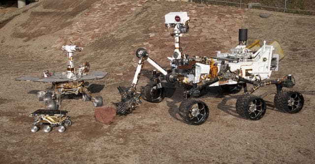 NASA image: Three Generations of Rovers in Mars Yard