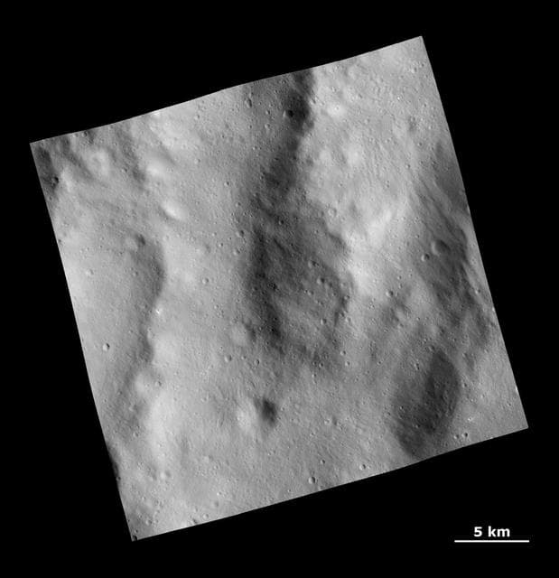 NASA image: Rough Topography in the Rheasilvia Basin