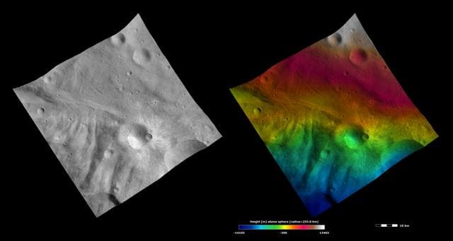 NASA image: Topography and Albedo Image of Tuccia Crater