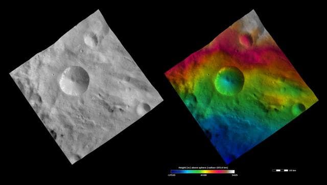 NASA image: Topography and Albedo Image of Sextilia Crater
