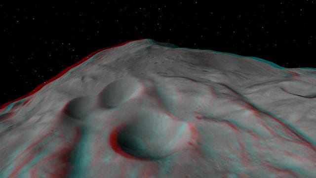 NASA image: 3-D Image of the Central Complex in Vesta Rheasilvia Impact Basin