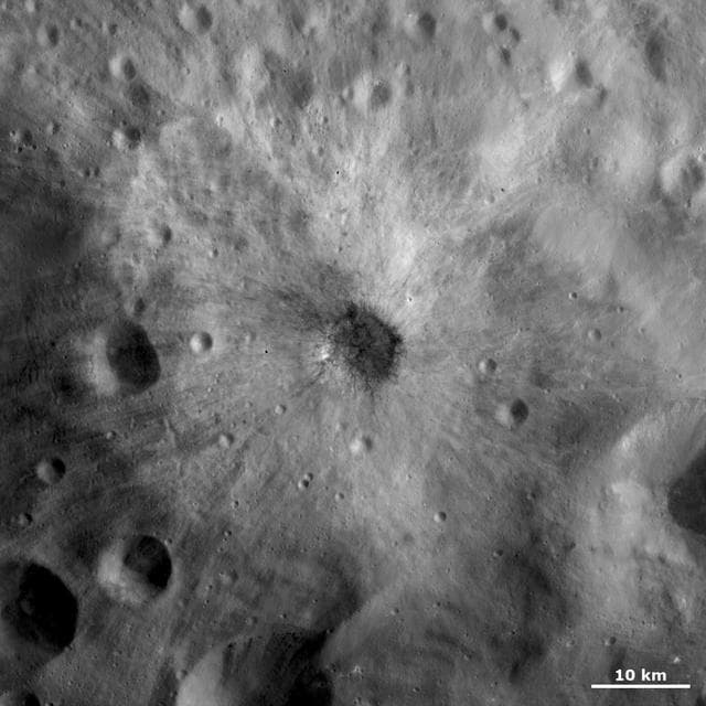 NASA image: Crater with Dark and Bright Ejecta