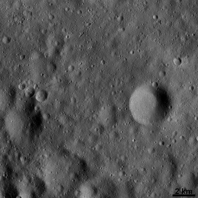 NASA image: Vesta Surface at High Resolution: Dominated by Impact Craters