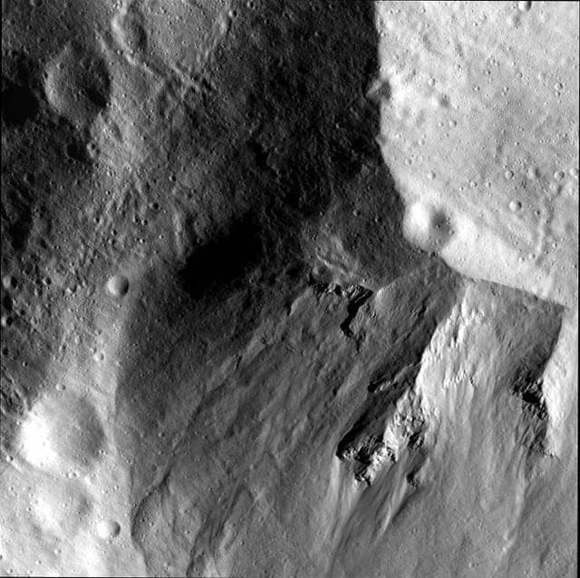 NASA image: Close-up of Rheasilvia Wall