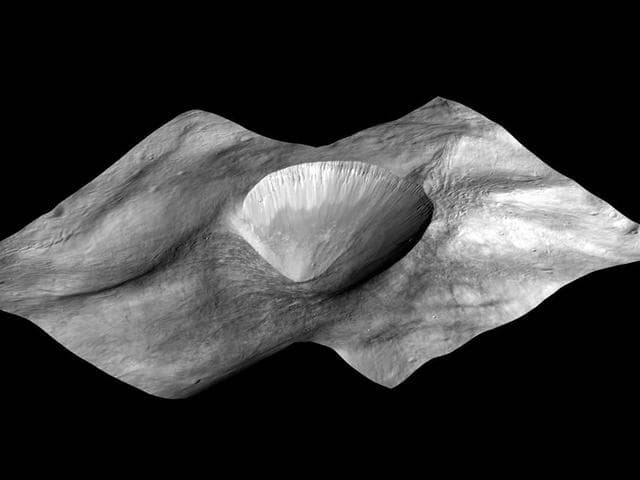 NASA image: Perspective View of Layered Young Crater
