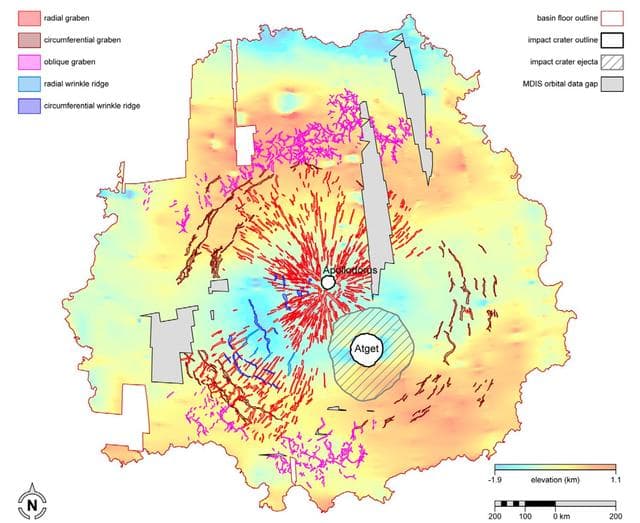 NASA image: New MESSENGER Results at LPSC: Caloris Tectonic Map