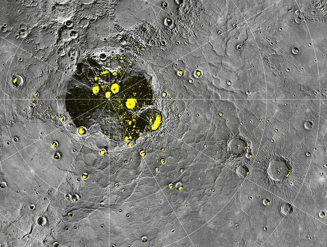 NASA image: Radar-bright Deposits near Mercury North Pole