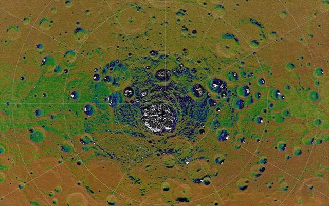 NASA image: Permanent Shadows at Mercury South Pole