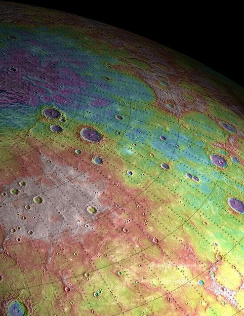 NASA image: Perspective View of Mercury Topography