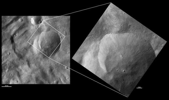 NASA image: HAMO and LAMO Images of Eusebia Crater