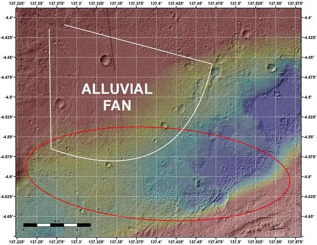 NASA image: Topographic Map of Curiosity Landing Area
