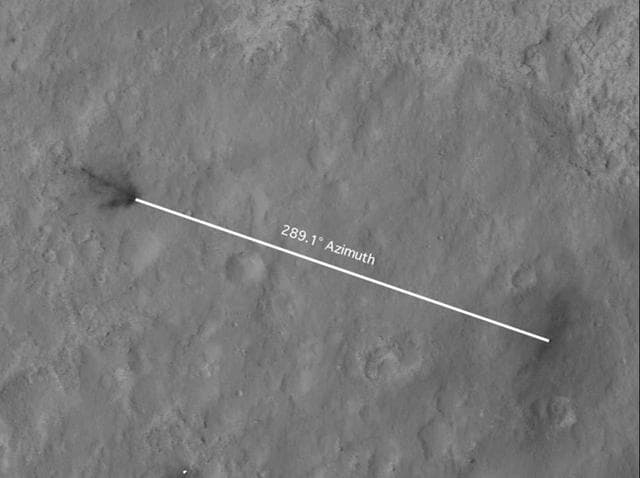 NASA image: Inspecting Curiosity Descent Stage Crash Site