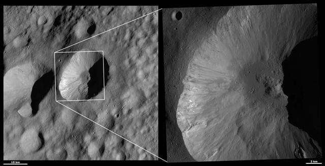 NASA image: HAMO and LAMO Images of Licinia Crater