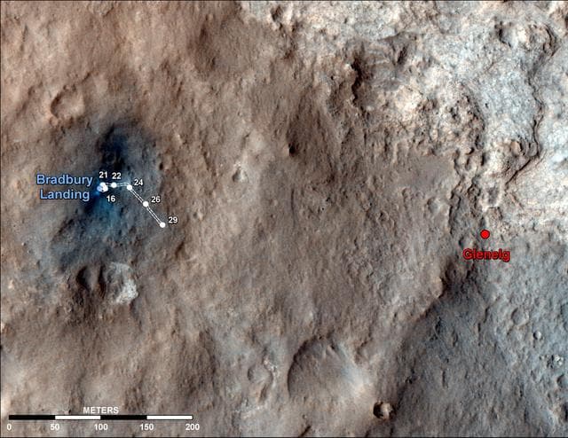 NASA image: Curiosity Traverse Map Through Sol 29