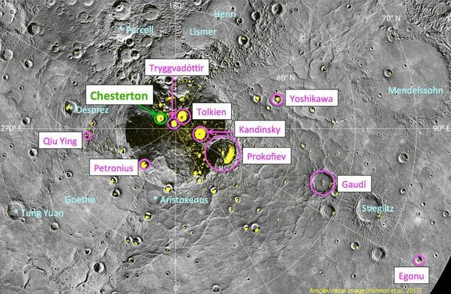 NASA image: Chesterton Joins Named North Polar Craters