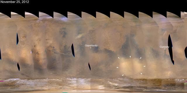 NASA image: Regional Dust Storm Weakening, Nov. 25, 2012