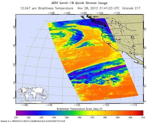 NASA image: NASA Aqua Spacecraft Captures Start of West Coast Atmospheric River Event