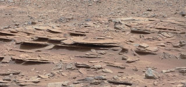 NASA image: Layered Martian Outcrop Shaler in Glenelg Area