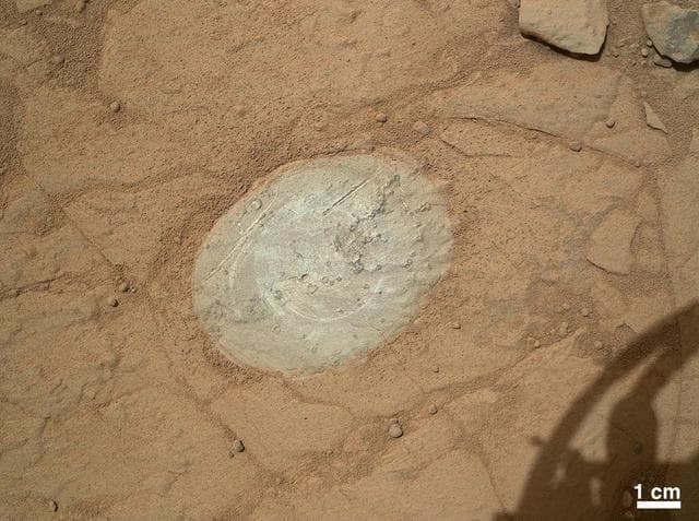 NASA image: First Use of Mars Rover Curiosity Dust Removal Tool