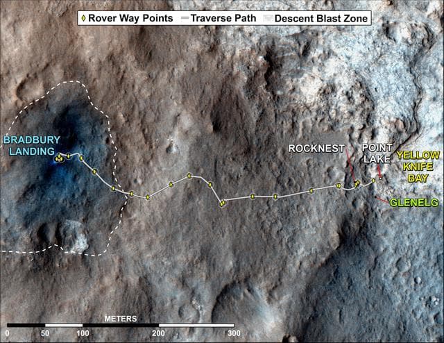NASA image: Curiosity Rover Traverse, August through November 2012