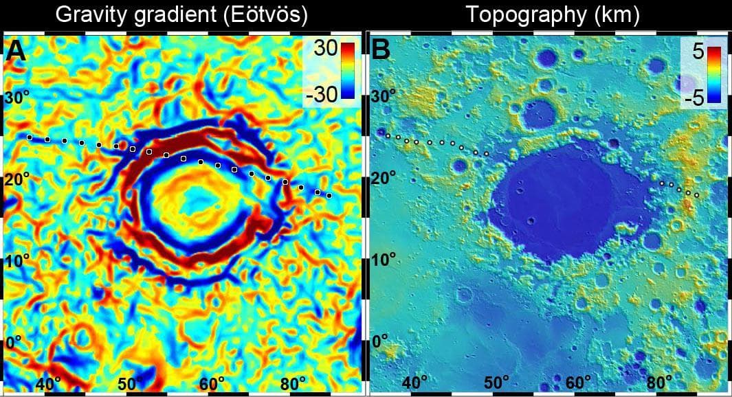NASA image: Gravity Anomaly Intersects Moon Basin