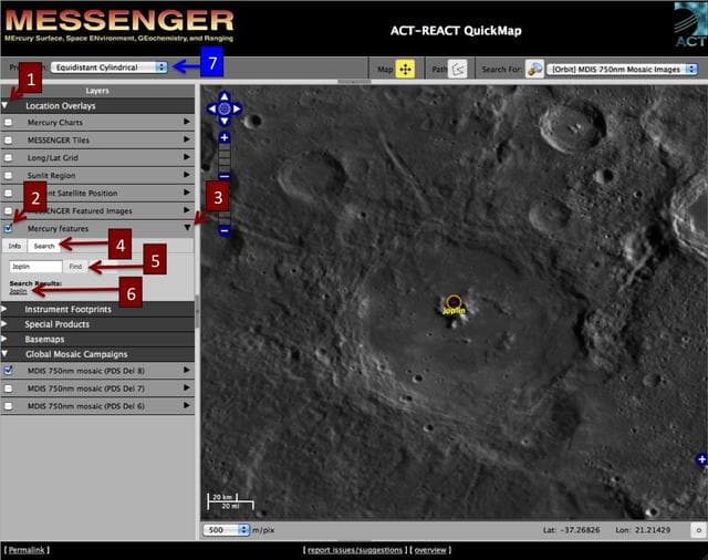 NASA image: How to Locate the Newly Named Craters